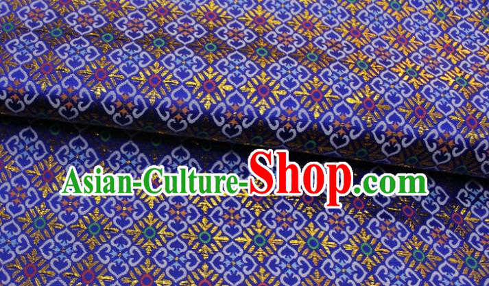 China Traditional Silk Fabric Jacquard Brocade Mongolian Robe Satin Damask Classical Pattern Royalblue Tapestry
