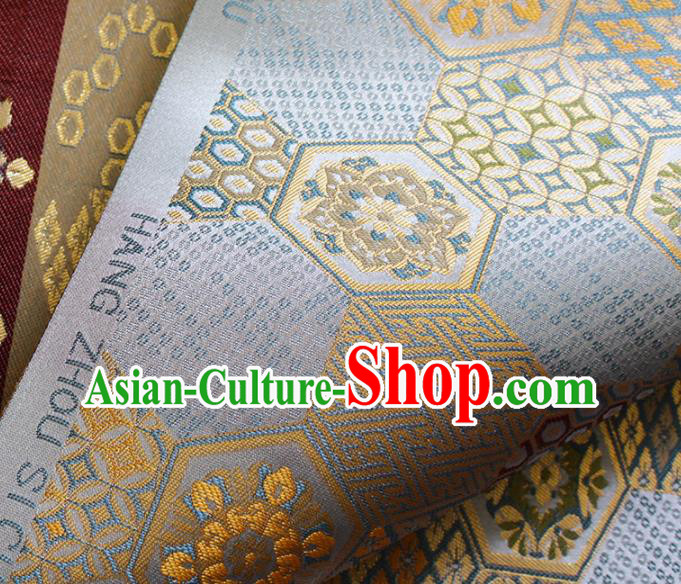 Japanese Nishijin Brocade Asian Traditional Septaria Pattern Satin Drapery Kimono Tapestry Fabric