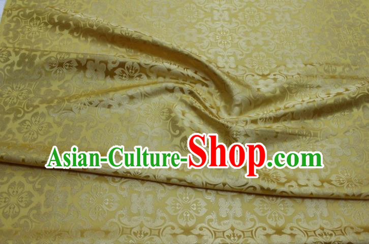 China Classical Plum Pattern Cheongsam Tapestry Yellow Satin Damask Traditional Silk Fabric Tang Suit Jacquard Brocade Material