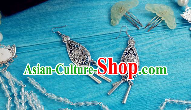 Chinese Qin Dynasty Queen Argent Hair Crown Ancient Empress Jade Hairpins Traditional Hanfu Hair Accessories Complete Set