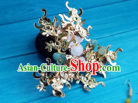 China Ancient Imperial Consort Hair Crown Drama The Legend of DuGu Headpiece Traditional Sui Dynasty Empress Hairpin