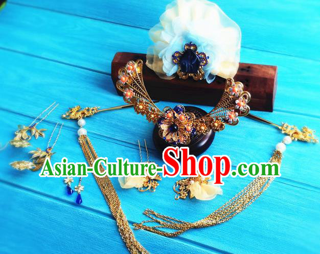 China Film Once Upon a Time Headpieces Traditional Han Dynasty Queen Hair Crown and Hairpins Ancient Goddess Hair Accessories