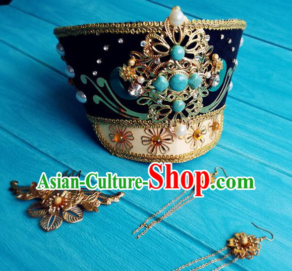 China Traditional Qing Dynasty Empress Hair Crown Ancient Queen Hat Drama Ruyi Royal Love in the Palace Headdress