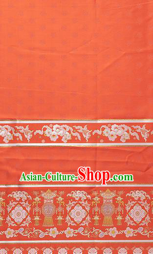 Asian Chinese Ming Dynasty Red Tapestry Fabric Hanfu Dress Jacquard Brocade Traditional Lantern Pattern Satin Drapery
