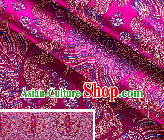 China Jacquard Rosy Brocade Material Classical Cheongsam Tapestry Tang Suit Satin Damask Traditional Wave Dragon Pattern Silk Fabric
