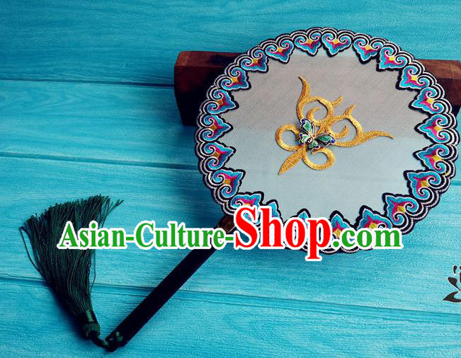 Handmade Chinese Traditional Hanfu Circular Fan Wedding Palace Fan Tang Dynasty Princess Fan