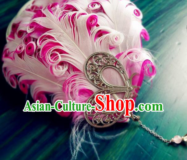 Chinese Traditional Hanfu Hair Clasp Hair Accessories Ancient Princess Pink Feather Hairpin