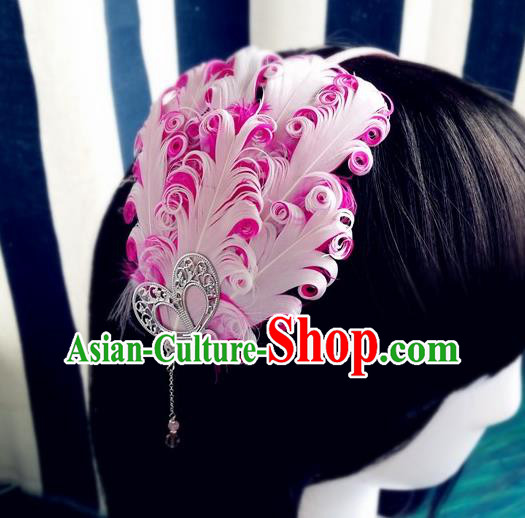 Chinese Traditional Hanfu Hair Clasp Hair Accessories Ancient Princess Pink Feather Hairpin