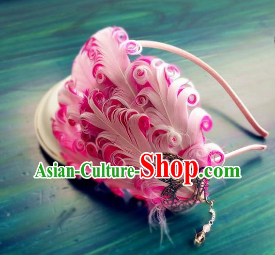 Chinese Traditional Hanfu Hair Clasp Hair Accessories Ancient Princess Pink Feather Hairpin