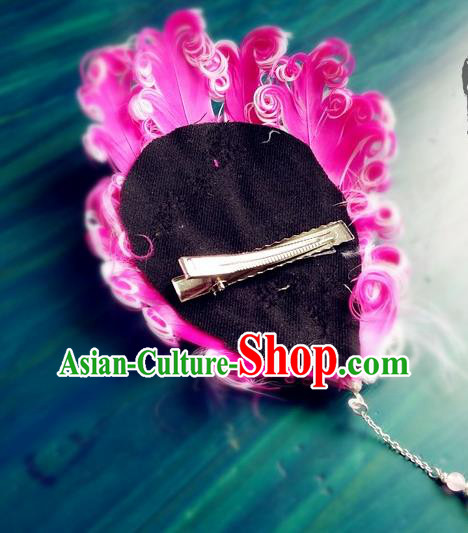 Chinese Traditional Hanfu Hair Clasp Hair Accessories Ancient Princess Pink Feather Hairpin