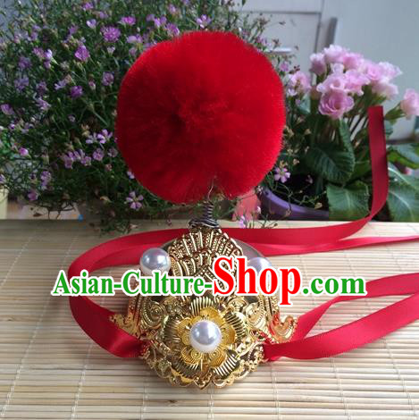 Chinese A Dream in Red Mansions Jia Baoyu Headpiece Traditional Ming Dynasty Childe Hair Accessories Ancient Prince Golden Hair Crown