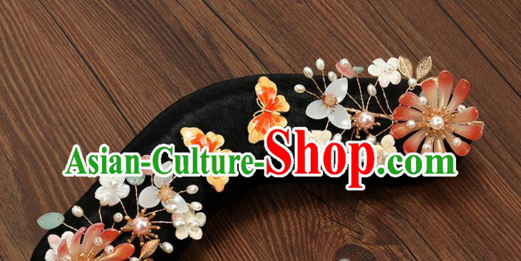 China Ancient Palace Lady Wigs and Hairpins Drama Story of Yanxi Palace Hairpieces Traditional Qing Dynasty Manchu Woman Headdress