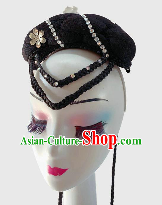 Chinese Classical Dance Wigs Chignon Court Dance Headpiece Traditional Woman Dance Headdress