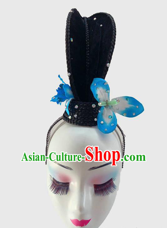 Chinese Traditional Woman Dance Hair Clasp Classical Dance Wigs Chignon Court Dance Headpieces