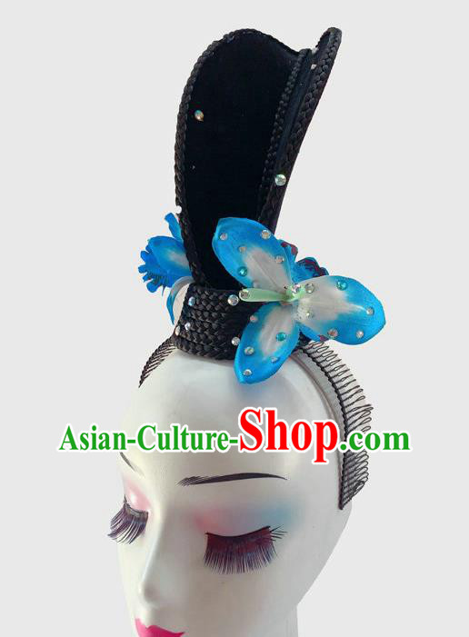 Chinese Traditional Woman Dance Hair Clasp Classical Dance Wigs Chignon Court Dance Headpieces