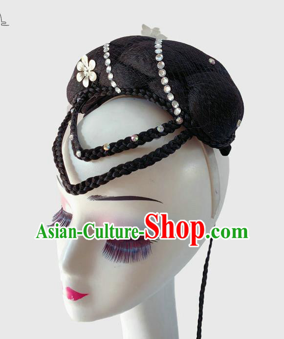 Chinese Classical Dance Wigs Chignon Court Dance Headpiece Traditional Woman Dance Headdress