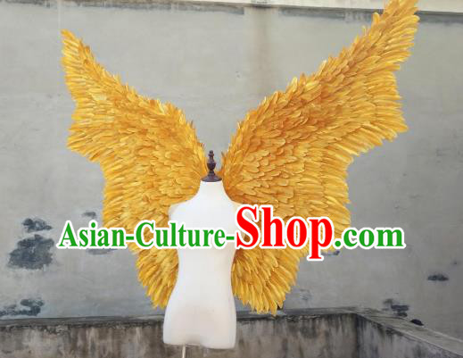 Custom Christmas Performance Props Catwalks Golden Wings Cosplay Angel Giant Accessories Miami Stage Show Deluxe Feather Wings