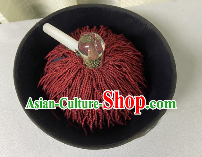 Chinese Traditional Mandarin Headwear Qing Dynasty Official Hat Ancient County Magistrate Headdress