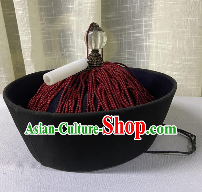 Chinese Traditional Mandarin Headwear Qing Dynasty Official Hat Ancient County Magistrate Headdress
