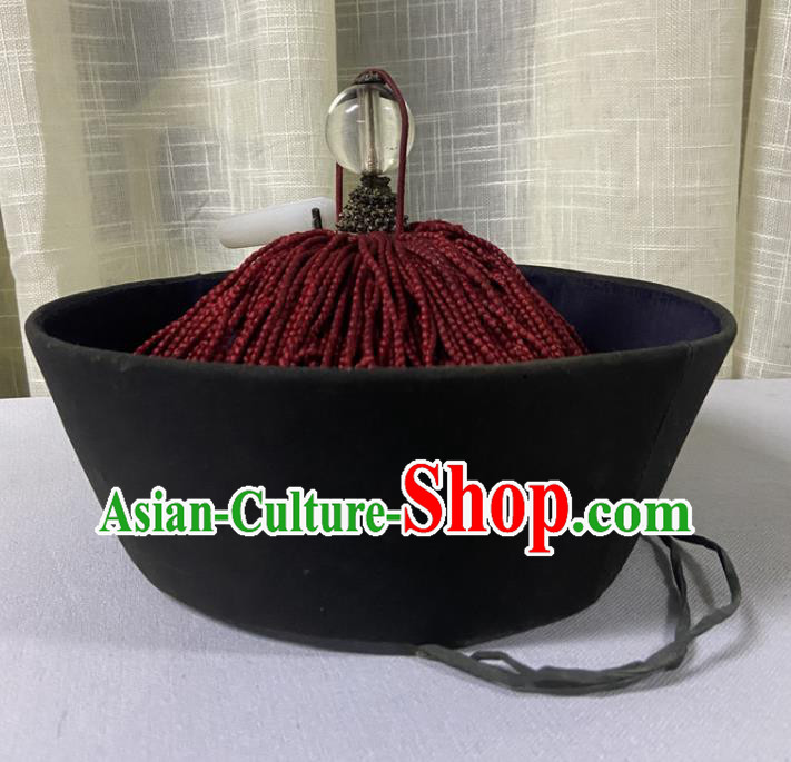 Chinese Traditional Mandarin Headwear Qing Dynasty Official Hat Ancient County Magistrate Headdress
