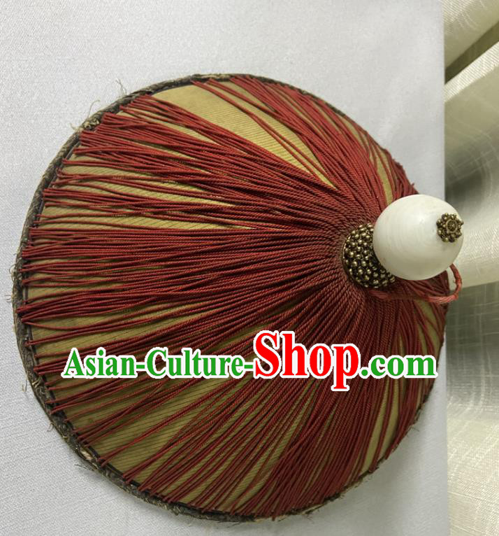 Chinese Ancient Manchu Official Headdress Traditional Summer Mandarin Headwear Qing Dynasty Soldier Hat