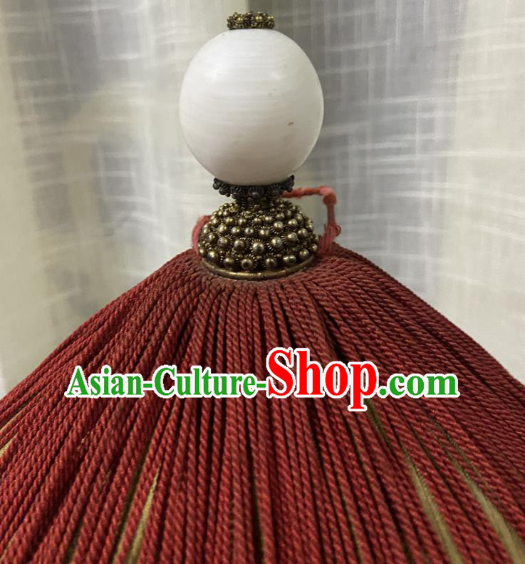 Chinese Ancient Manchu Official Headdress Traditional Summer Mandarin Headwear Qing Dynasty Soldier Hat
