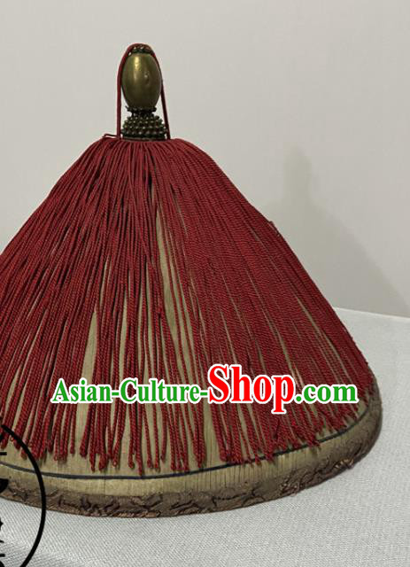Chinese Qing Dynasty Official Hat Ancient County Magistrate Headdress Traditional Soldier Mandarin Headwear