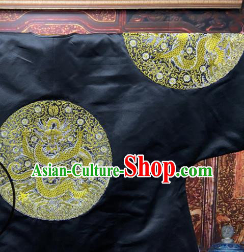 China Ancient Monarch Black Official Garment Traditional Emperor Kangxi Historical Costume Qing Dynasty Manchu King Embroidered Dragon Robe Clothing