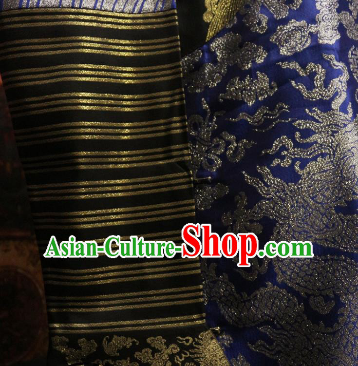 China Traditional Emperor Historical Costume Qing Dynasty Manchu King Dragon Robe Clothing Ancient Monarch Blue Brocade Imperial Robe Garment