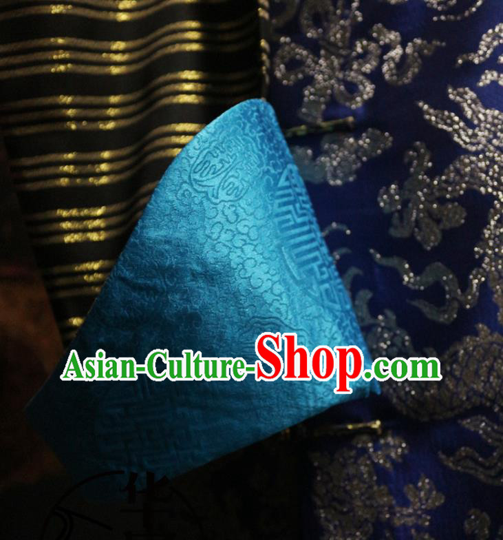 China Traditional Emperor Historical Costume Qing Dynasty Manchu King Dragon Robe Clothing Ancient Monarch Blue Brocade Imperial Robe Garment