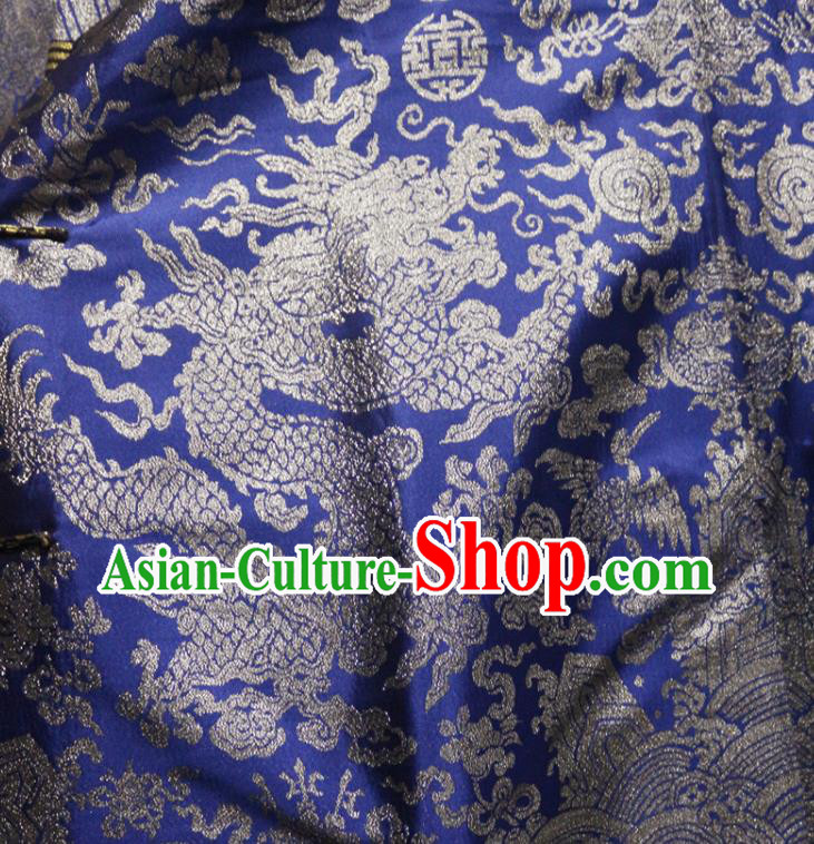 China Traditional Emperor Historical Costume Qing Dynasty Manchu King Dragon Robe Clothing Ancient Monarch Blue Brocade Imperial Robe Garment