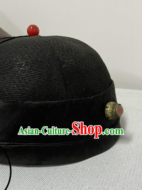 Chinese Traditional Royal Highness Mandarin Headwear Qing Dynasty Prince Hat Ancient Manchu Childe Headdress