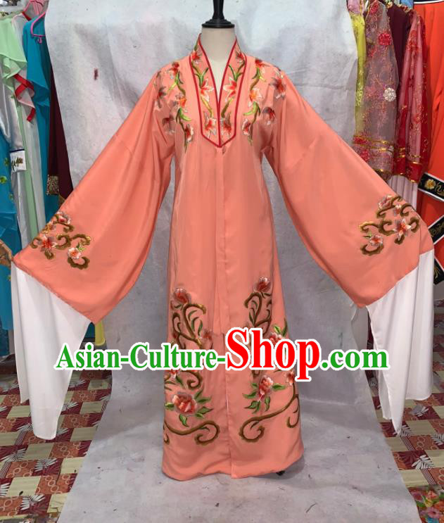 China Henan Opera Scholar Garment Costumes Beijing Opera Xiaosheng Embroidered Orange Robe Traditional Opera Young Male Clothing