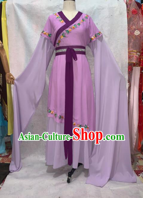 China Huangmei Opera Court Maid Lilac Dress Outfits Traditional Peking Opera Actress Clothing Ancient Palace Lady Garment Costumes