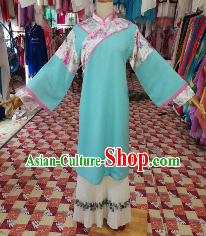 China Traditional Peking Opera Actress Clothing Ancient Young Mistress Garment Costumes Shaoxing Opera Diva Blue Dress Outfits