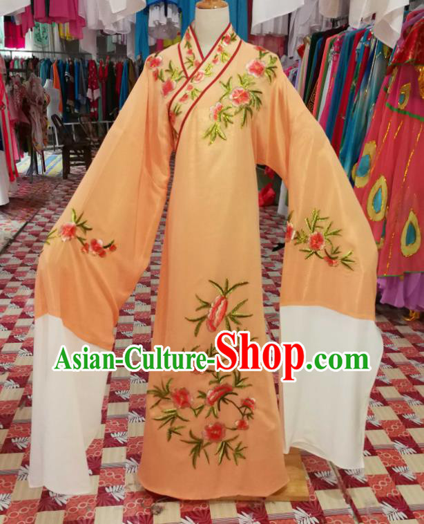 China Beijing Opera Xiaosheng Embroidered Orange Robe Traditional Opera Young Childe Clothing Shaoxing Opera Scholar Garment Costumes