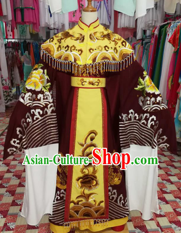 China Ancient Queen Mother Garment Costumes Shaoxing Opera Elderly Woman Dress Outfits Traditional Peking Opera Laodan Clothing