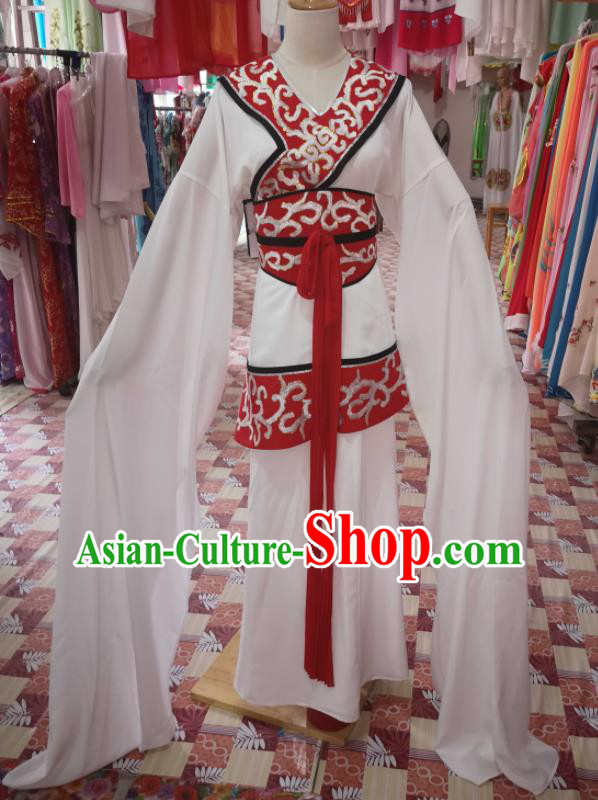 China Ancient Village Lady Garment Costumes Shaoxing Opera Xi Shi White Dress Outfits Traditional Peking Opera Beauty Clothing