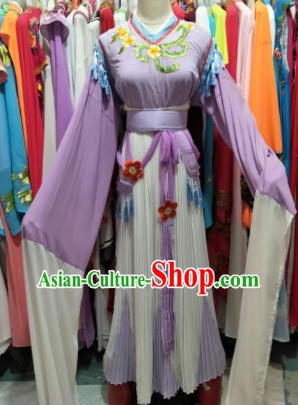 China Traditional Peking Opera Actress Clothing Ancient Fairy Princess Garment Costume Shaoxing Opera Diva Lilac Dress Outfits
