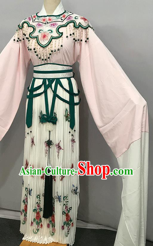 China Peking Opera Goddess Clothing Ancient Princess Garment Costumes Traditional Shaoxing Opera Actress Light Pink Dress Outfits