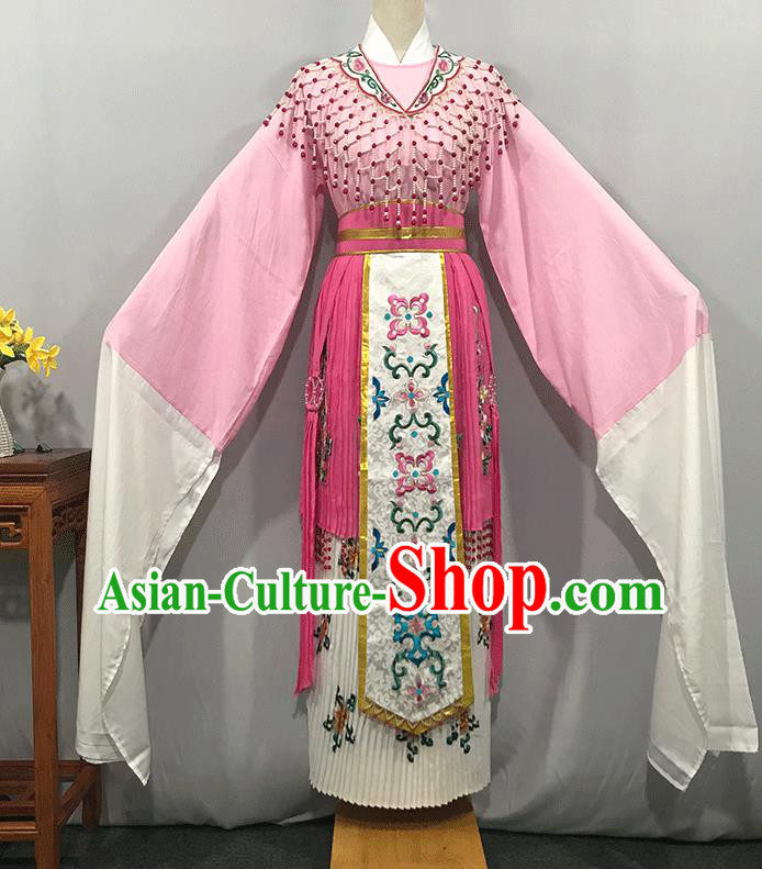 China Traditional Shaoxing Opera Noble Lady Garments Peking Opera Hua Tan Pink Dress Outfits Ancient Princess Clothing