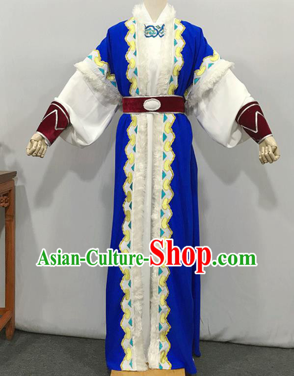 China Opera Prince Garment Costume Beijing Opera Niche Embroidered Blue Uniforms Traditional Shaoxing Opera Swordsman Clothing