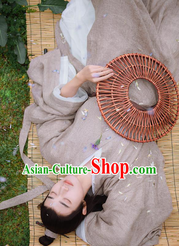 China Ancient Young Childe Garment Costume Traditional Hanfu Long Gown Song Dynasty Scholar Clothing