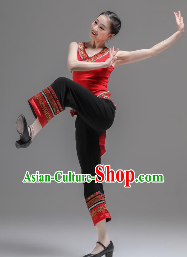 Chinese Fan Dance Costumes Jiaozhou Yangko Dance Clothing Women Group Performance Garments Folk Dance Outfits