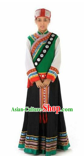 Chinese Woman Festival Dance Garments Jingpo Minority Folk Dance Dress Ethnic Stage Performance Outfits Yunnan Nationality Clothing