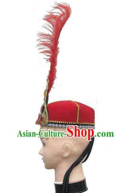 China Uyghur Nationality Folk Dance Headdress Xinjiang Minority Dance Headwear Uighur Ethnic Performance Red Hat