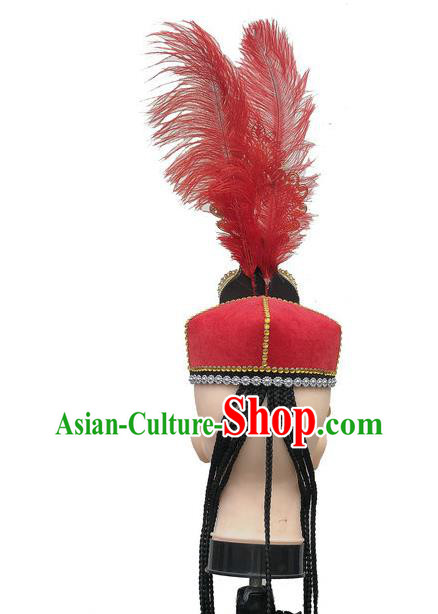 China Uyghur Nationality Folk Dance Headdress Xinjiang Minority Dance Headwear Uighur Ethnic Performance Red Hat