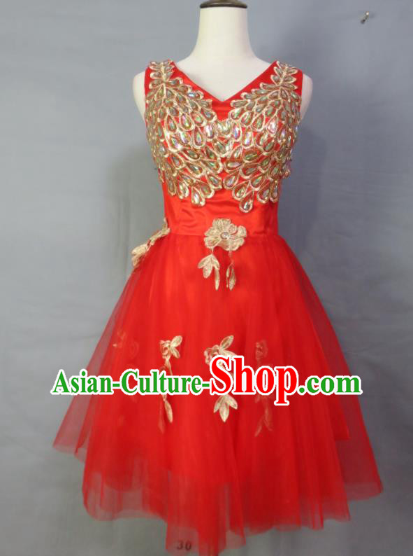 Custom Bride Full Dress Red Veil Wedding Dress Photography Clothing Modern Dance Fashion Costume