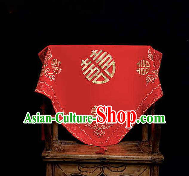 Chinese Traditional Wedding Headdress Bride Embroidered Red Kerchief Classical Marriage Headwear