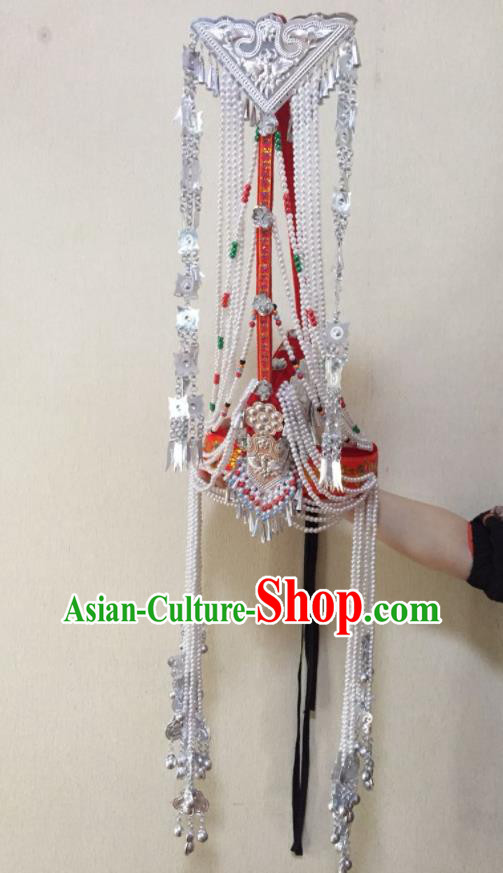 China Ethnic Wedding Bride Headdress She Nationality Folk Dance Hair Accessories Minority Dance Performance Red Hat